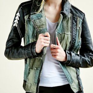 Free People patchwork Moto jacket size 6